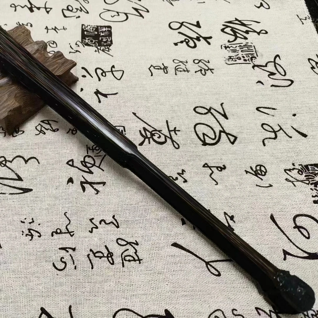 棕竹包袱头文玩折扇95寸16方2.0排口乌木小骨玉片贴片 王文宝精制