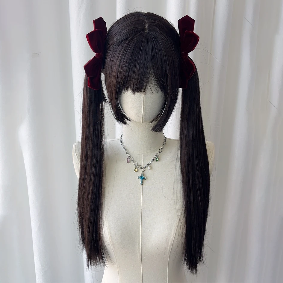 假发少萝皇水母头黑色长直发全头套女lolita二次元公主切可爱整顶