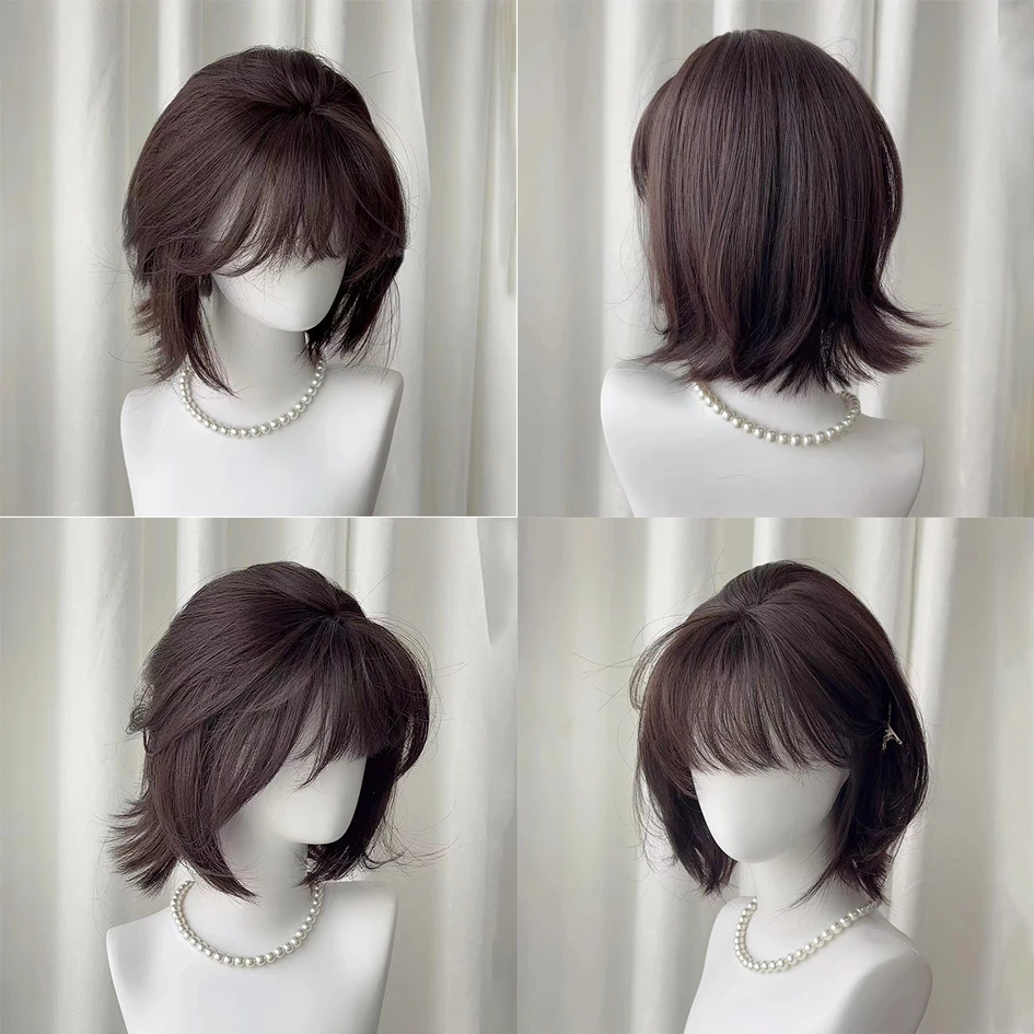 水舞沙假发女短发夏季新款空气刘海减龄Bobo头超自然仿真全头套式