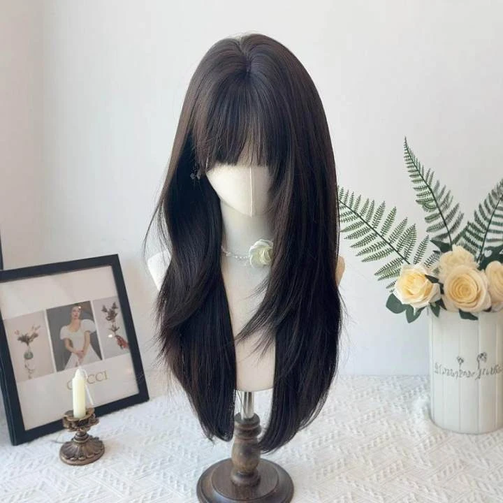 水舞沙高层次初恋感温柔黑长直仿真人发自然轻薄蓬松整顶假发套式