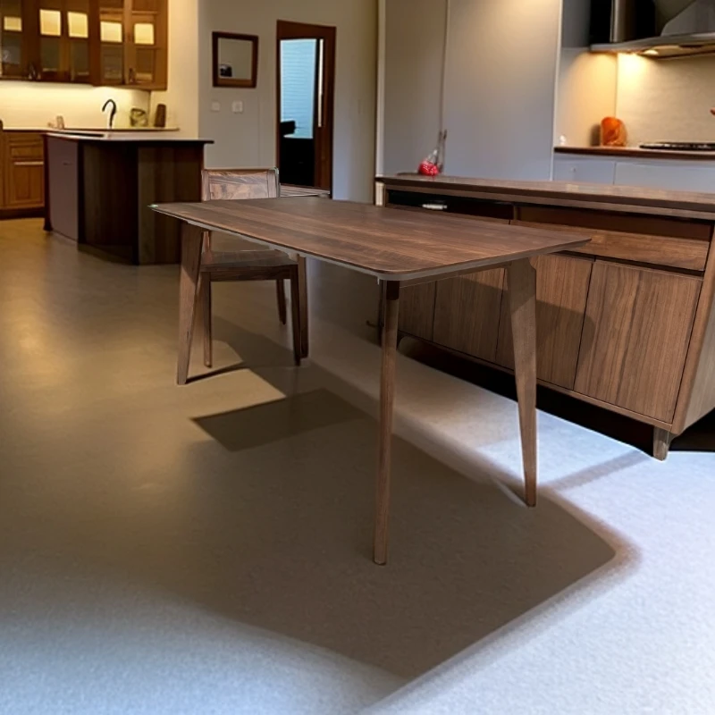 现代新中式北美黑胡桃木餐桌餐椅套件-16