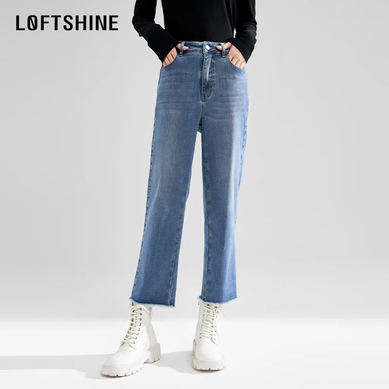 【小余专属】LOFTSHINE珞炫美式复古牛仔裤宽松显瘦长裤73514434
