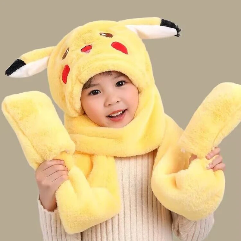 儿童帽子围巾套装冬季加厚毛绒一体帽男女童可爱恐龙宝宝帽子护耳