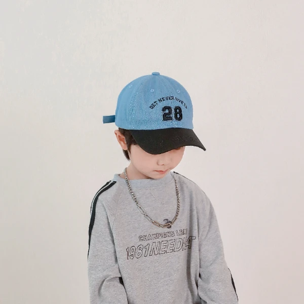 儿童棒球帽男童潮春秋洋气鸭舌帽女孩时尚牛仔防晒帽子宝宝遮阳帽