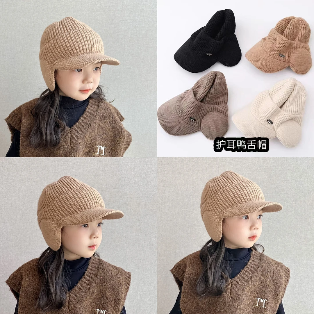 儿童毛线雷锋帽男女童棒球帽宝宝洋派韩版潮宝宝保暖护耳帽秋冬季