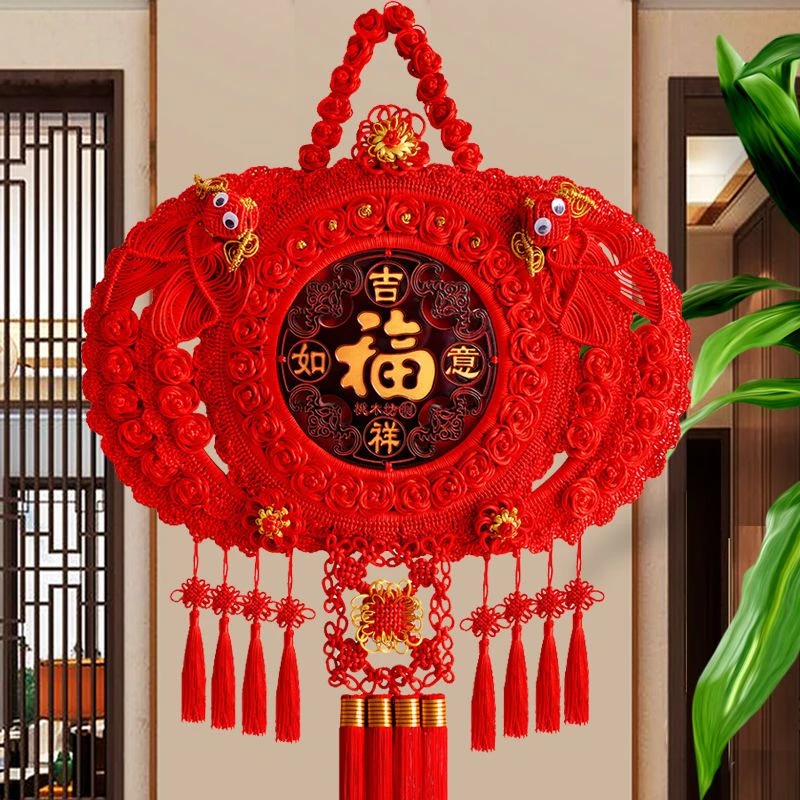 中国结挂件客厅挂饰桃木福字玄关家居壁挂乔迁装饰背景墙新年春节