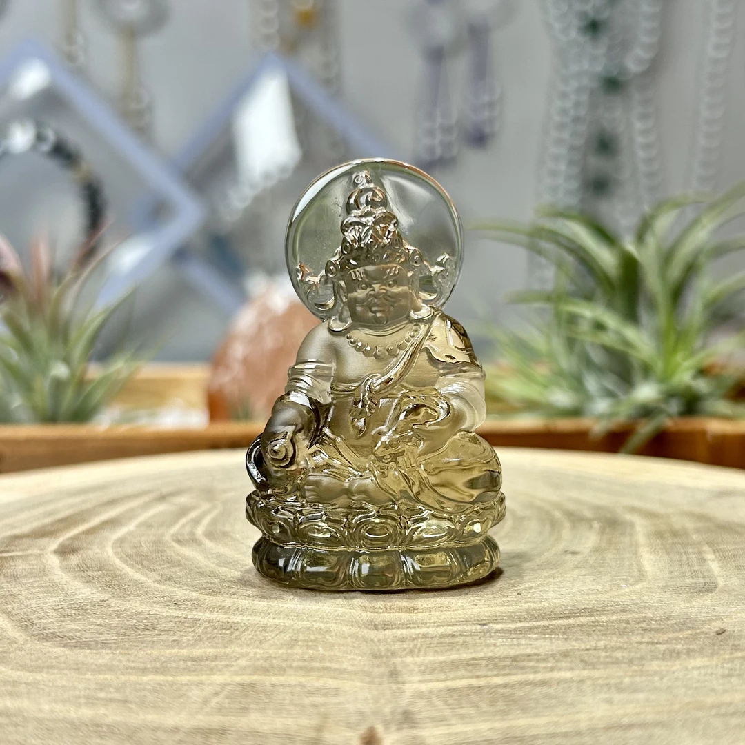 天然黄水晶黄财神吊坠