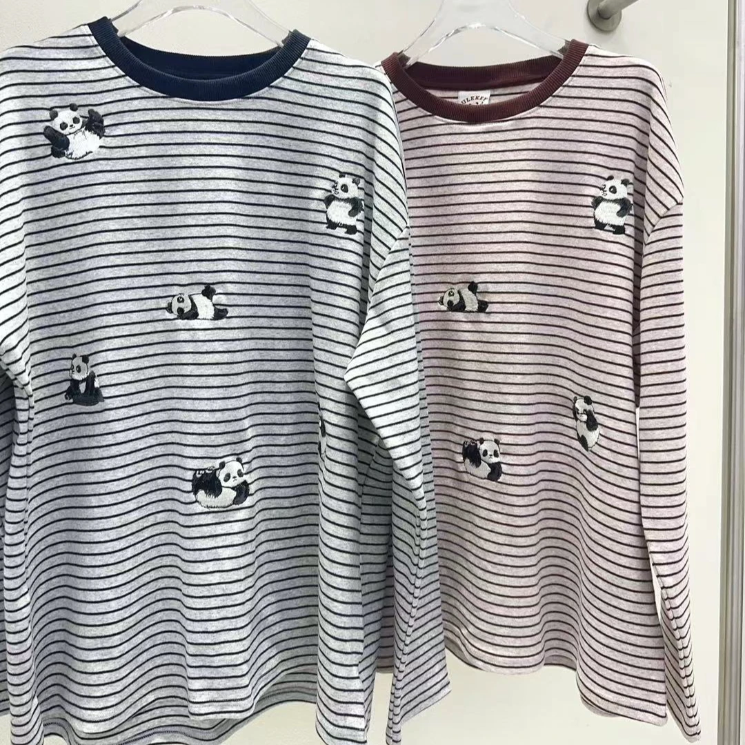 【小熊猫】秋季新款韩版休闲时尚长袖宽松条纹G174-24QM2755