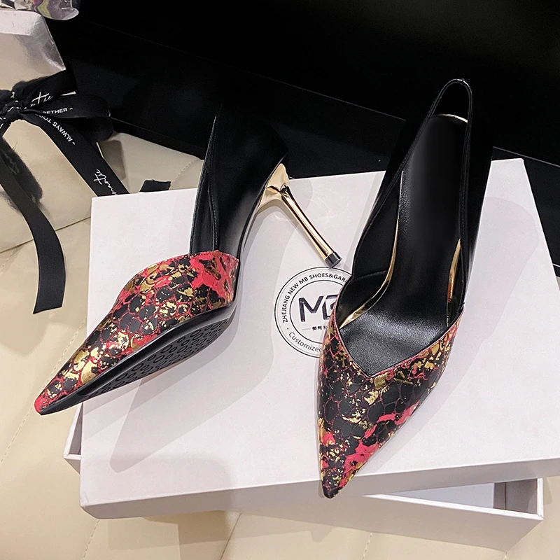 【羊皮】3821-F22高跟鞋细跟百搭透气女鞋单鞋夏春秋显气质设计感