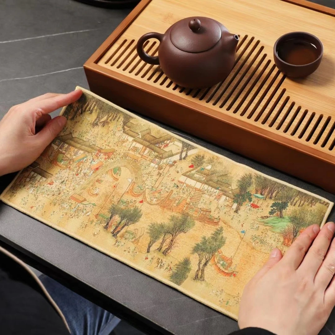 左桥清明上河图茶巾长35cmX宽17cm G153