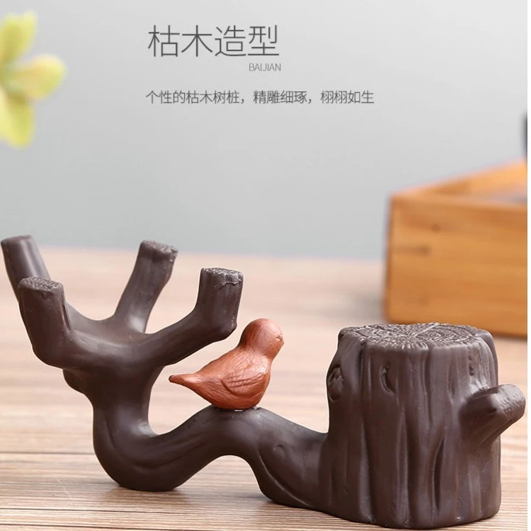 创意盖置紫砂茶宠摆件精品可养茶漏架茶壶盖托-红色（喜上枝头）