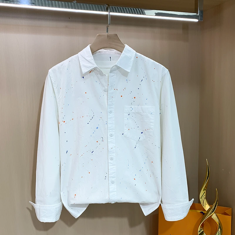 欧货潮牌时尚休闲男装长袖衬衫男士纯棉高端上衣服寸衫春秋季外套