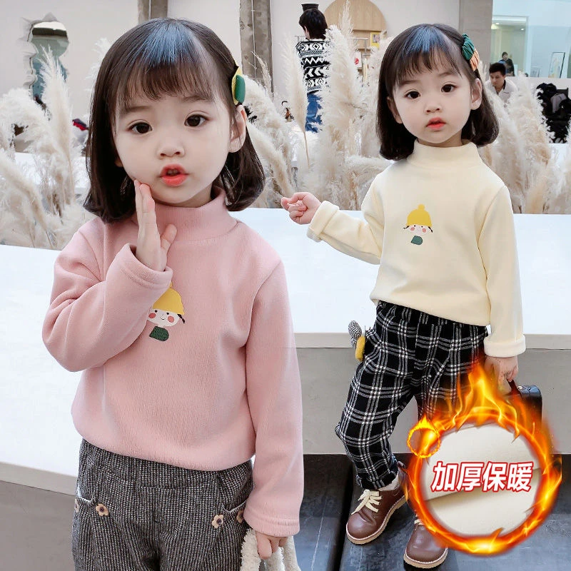 童装潮款Y秋冬女童高领加绒打底衫新款韩版儿童T恤保暖小宝宝