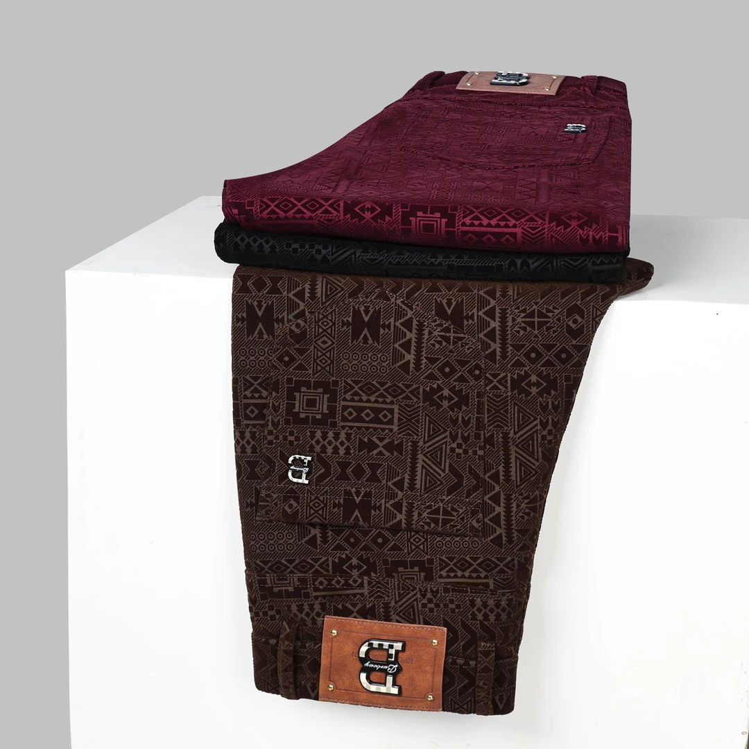 秋冬季高品质男裤植绒印花轻奢欧货男装修身小直筒商务男士休闲裤