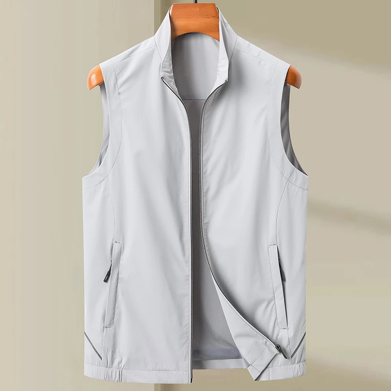 新款男士立领休闲薄款马甲时尚百搭无袖背心外套男款男生商务简约