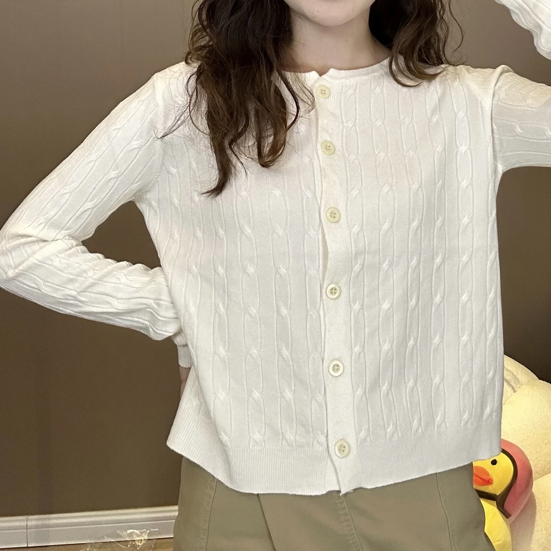 【冰冰严选】复古麻花毛衣女秋季新款内搭气质圆领上衣针织长袖