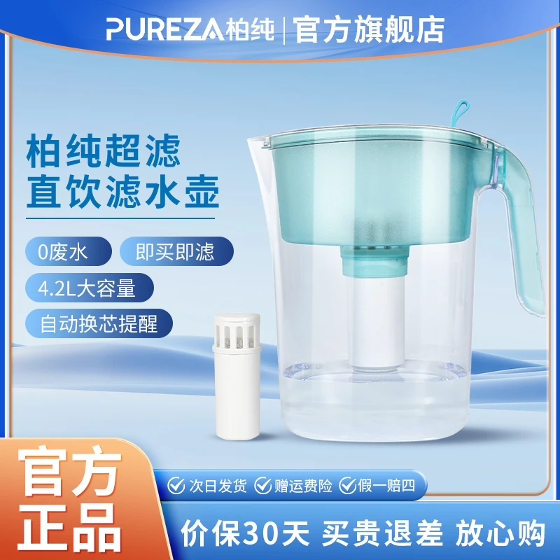 柏纯家居直饮滤水壶4.2L大容量家用超滤膜免安装除氯去水垢净水壶