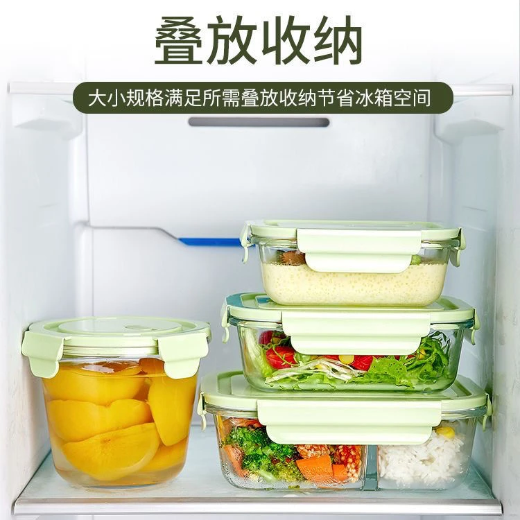 饭盒微波炉可加热上班族透明带盖分隔玻璃饭盒大容量分格保鲜盒