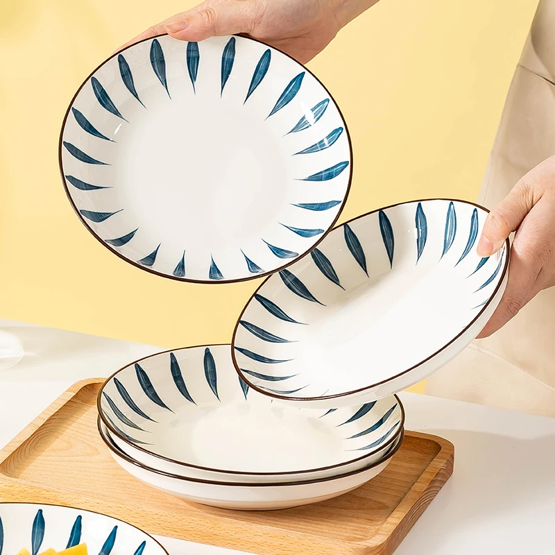 千叶菜盘高颜值餐具网红陶瓷盘子高档餐盘碗盘餐具全套2025新款