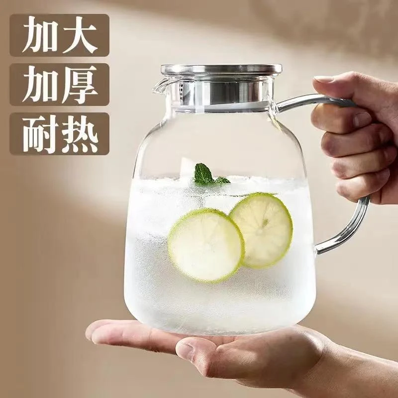 冷水壶玻璃耐高温大容量凉水壶泡茶壶白开水杯凉水杯耐热玻璃水壶