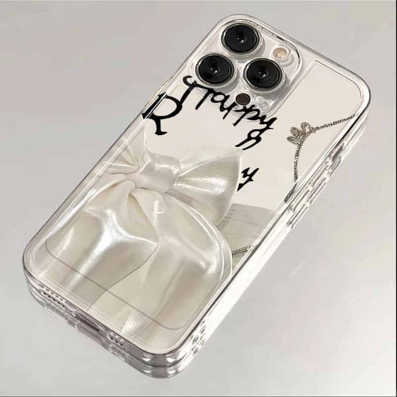 丝绸蝴蝶结iPhone15ProMax手机壳苹果14PRO透明13新年12 11全包XR