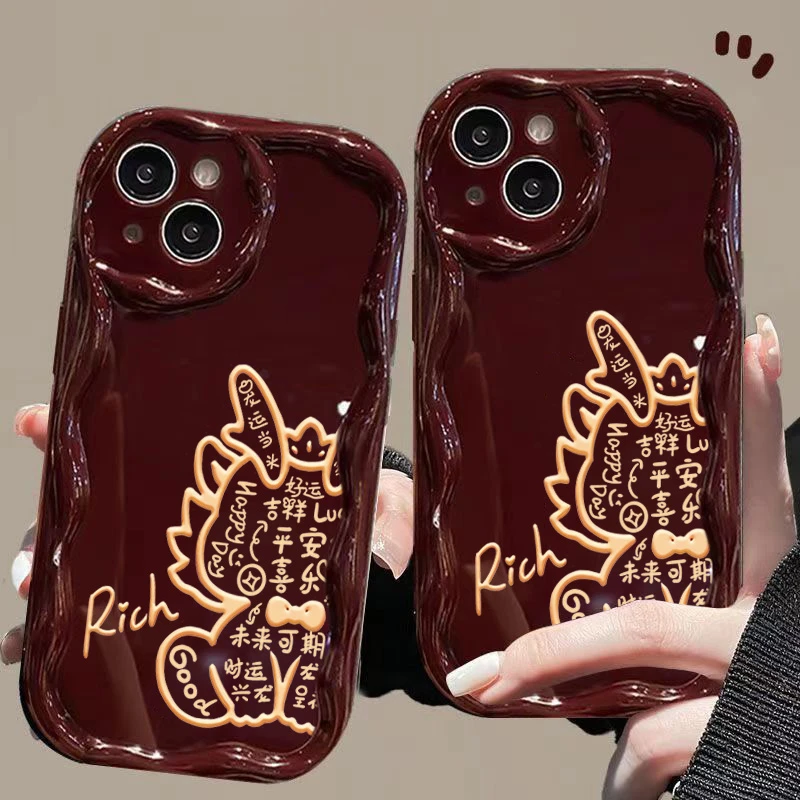 金属线条龙iphone15PRO手机壳苹果14promax软壳13全包12/11男女XS