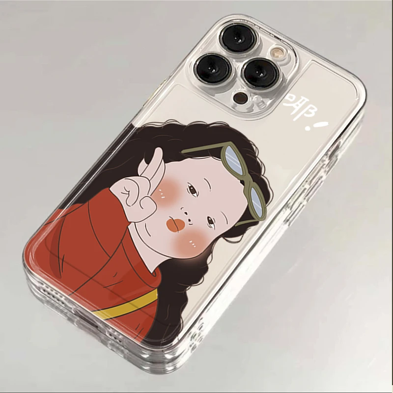 可爱比耶女孩iPhone15ProMax手机壳苹果14PRO透明13新年12 11全包