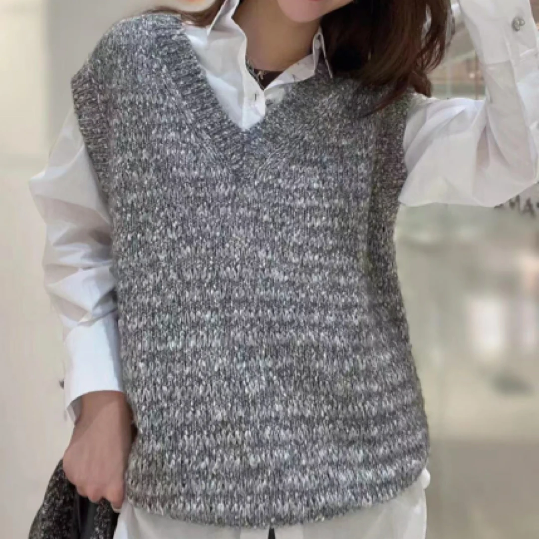不支持退换 5399770 慵懒风V领针织马甲时尚显瘦