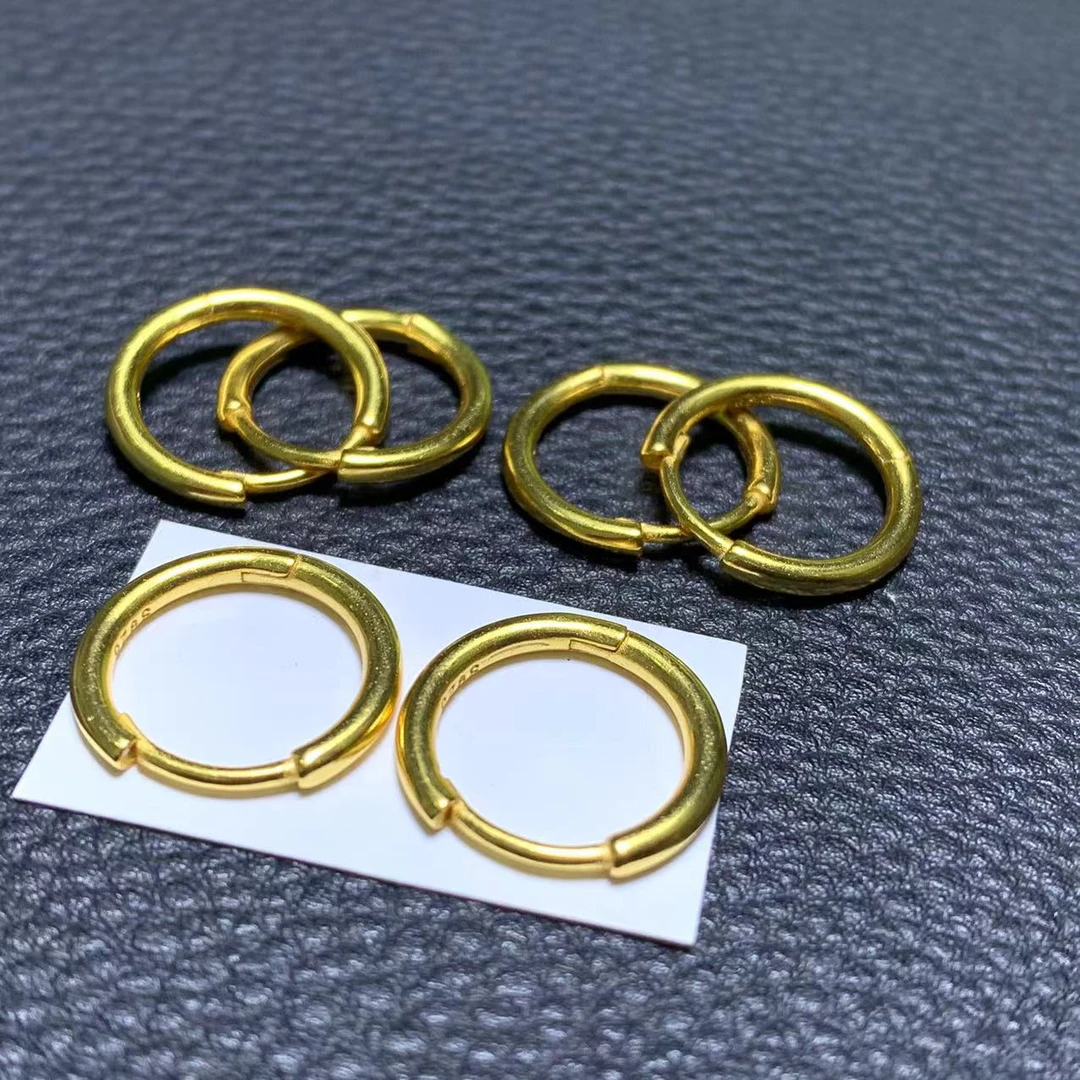 925银耳饰 「戴琴珠宝」FR393-S925银金色耳扣-D  （多样性发其一）