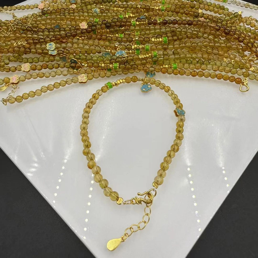 「戴琴珠宝」FR5630-碧玺银镶手链3mm左右（多样性发其一）