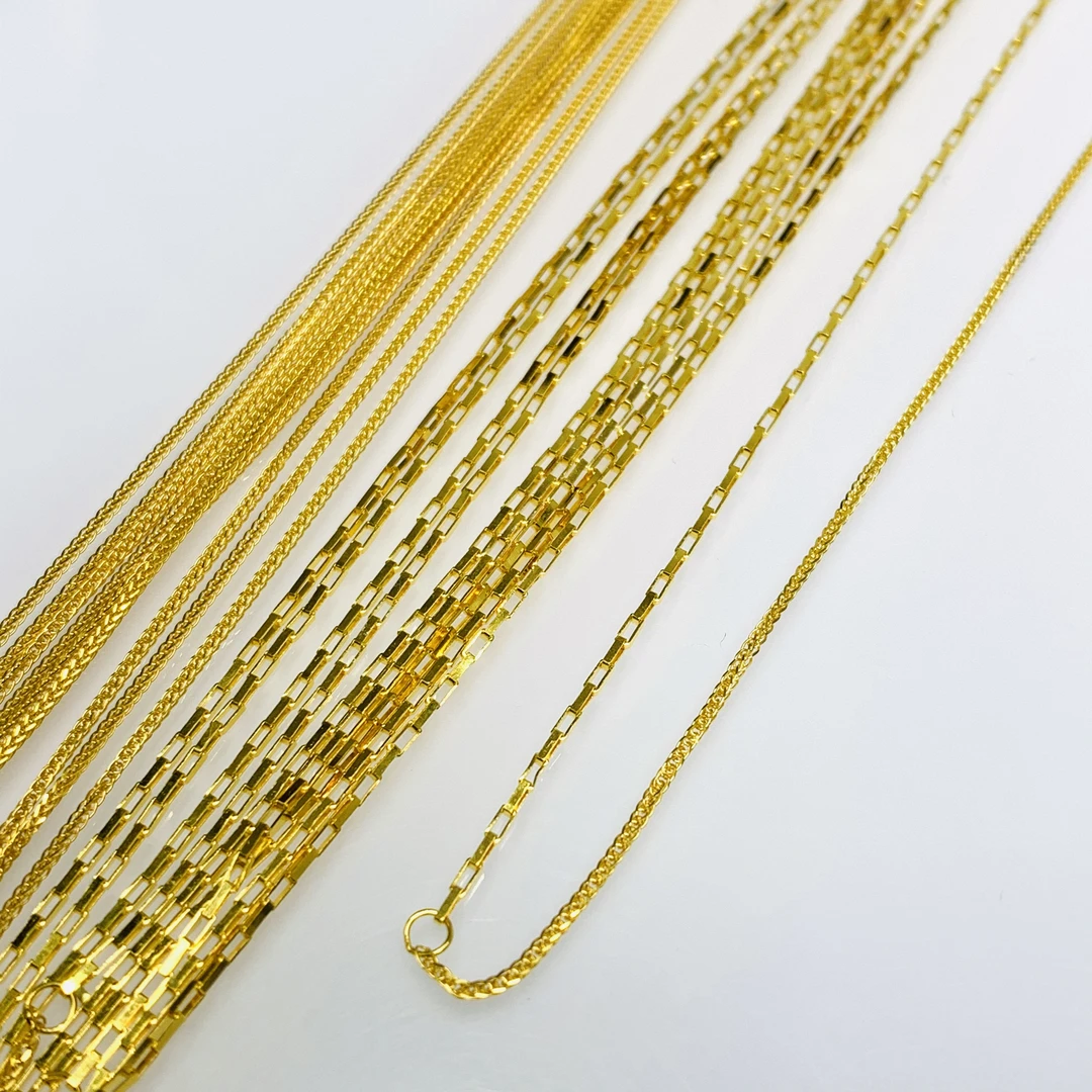 链子925银 「戴琴珠宝」FR4000-银20寸金色爱心AB链-YJ-020259