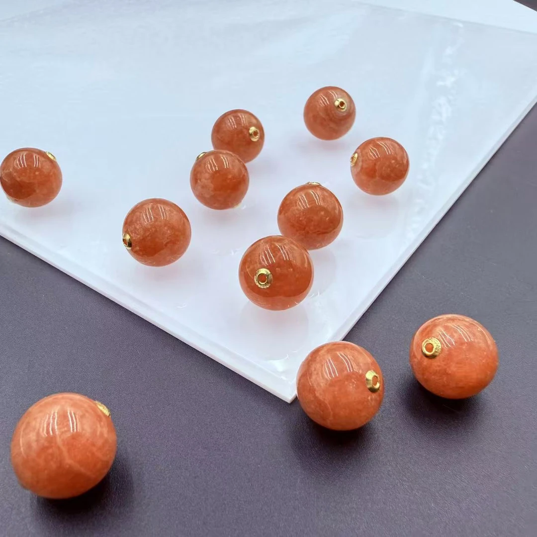 「戴琴珠宝」FR5591-12mm左右18k金红纹石单珠（多样性发其一）