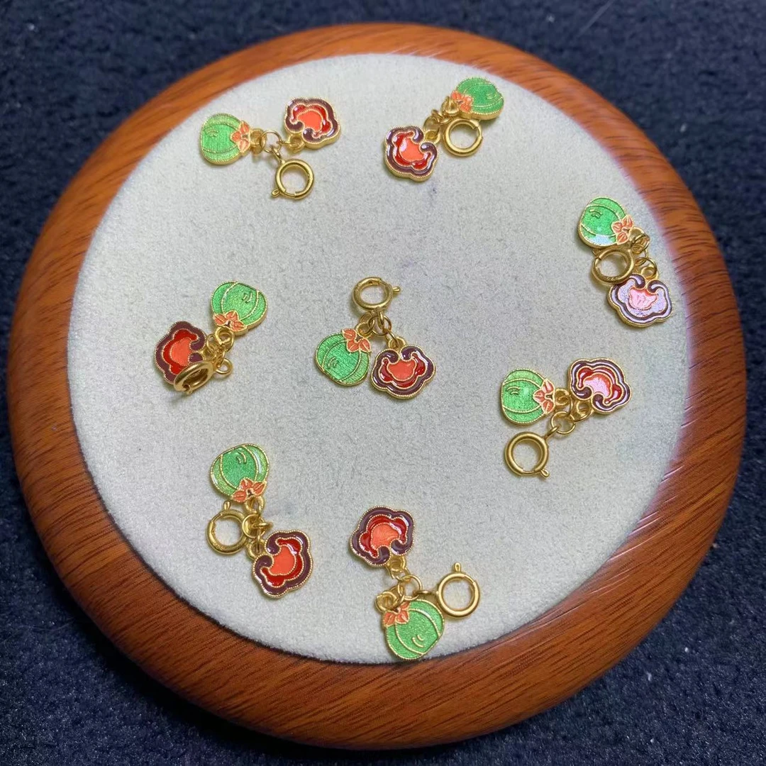 925银银制品 「戴琴珠宝」FR4362-珐琅如意锁吊坠