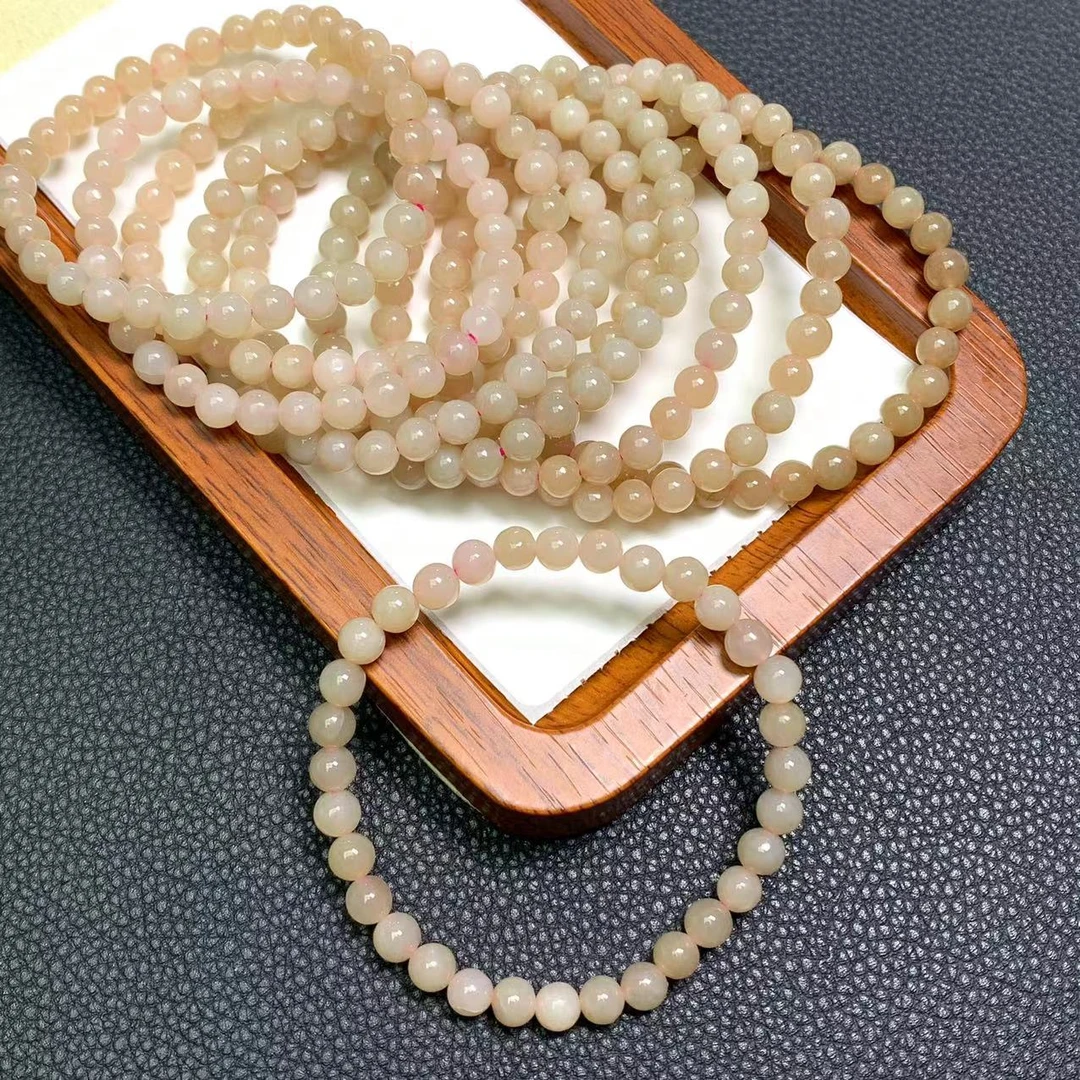 「戴琴珠宝」FR4390-和田玉藕粉6mm左右单圈手链（多样性发其一）