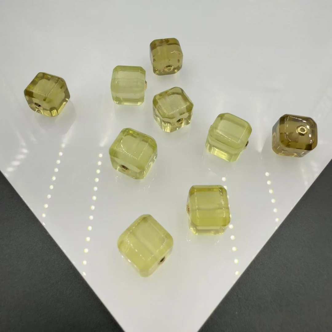 「戴琴珠宝」FR5622-柠檬晶10mm左右18K镶嵌方糖配饰（多样性发其一）