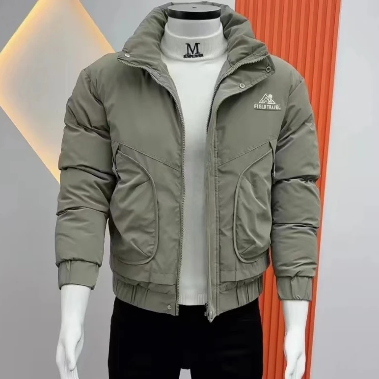 时尚潮流韩版加厚棉衣痞帅休闲个性纯色防寒保暖冬季立领青年棉袄