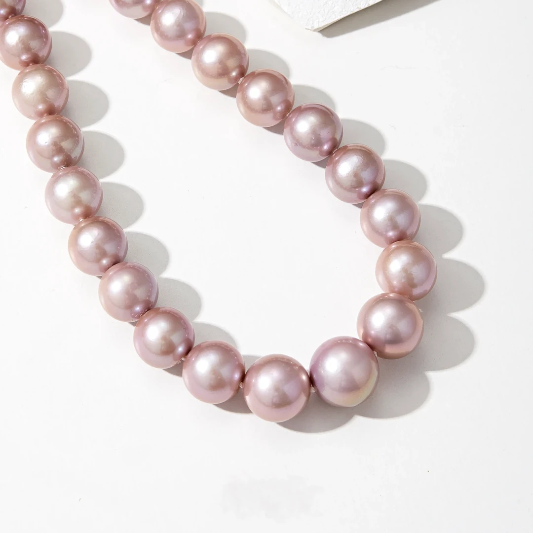 【鎏金紫】淡水紫珠“远山黛”9-11mm珍珠项链组合（含耳钉戒指）