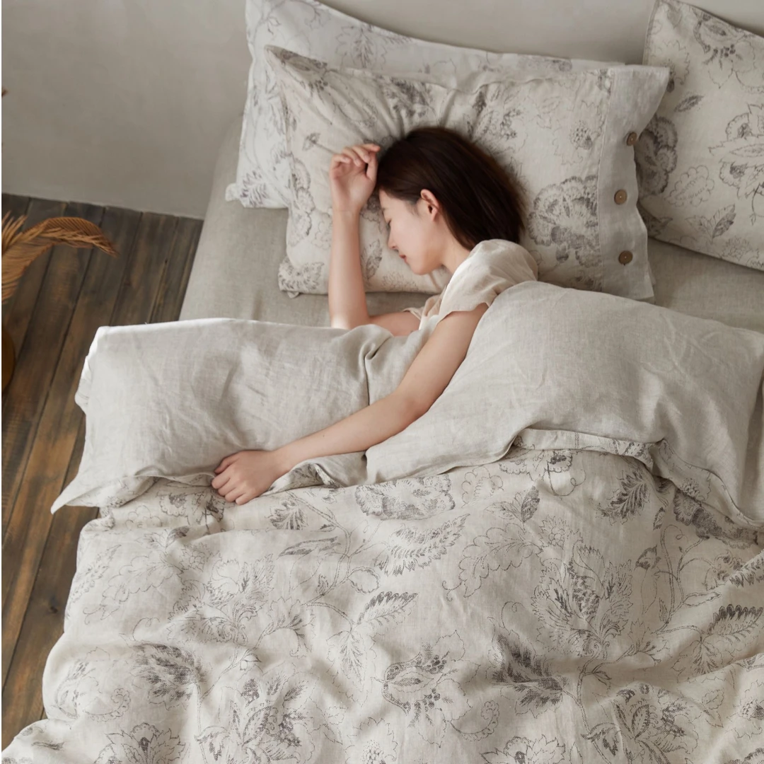 【花语】亚麻雨露麻高货四件套舒适