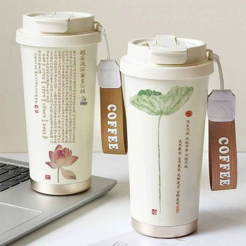 陶瓷内胆保温杯文艺复古中国风便携式保冷水杯大容量不锈钢咖啡杯
