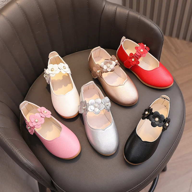 2025春秋新款韩版儿童单鞋软底花朵女童皮鞋中大童公主鞋宝宝鞋潮
