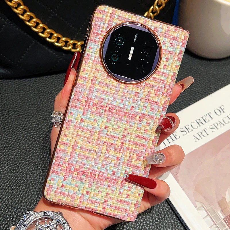 佳喜乐华为matex5手机壳折叠屏新款x5典藏版保护套女X3编织纹潮牌