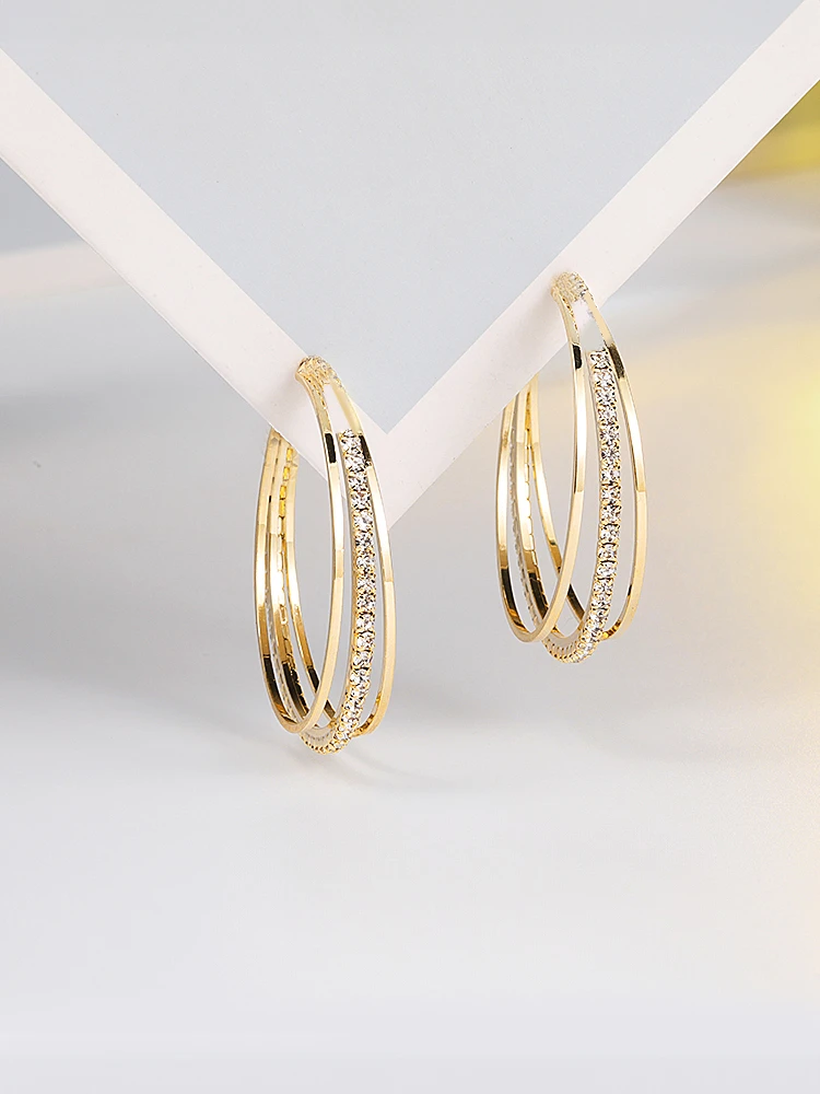 铜合金合成锆石耳饰 【三缕镶钻】秋冬爆款时尚设计师平替好物s1061