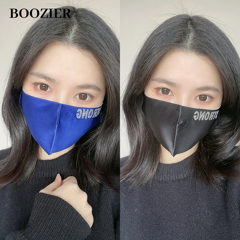 BooZier2025新款男女时尚烫钻口罩可洗透气防尘防寒运动户外防护
