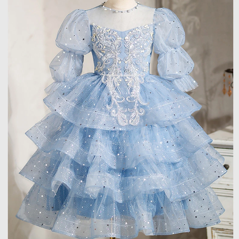 儿童礼服高端公主裙女童主持人冬季花童婚礼小女孩钢琴演奏演出服