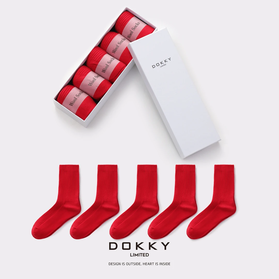 【红运相随】DOKKY新年贺岁.软糯亲肤.舒适透气|坑条中筒袜