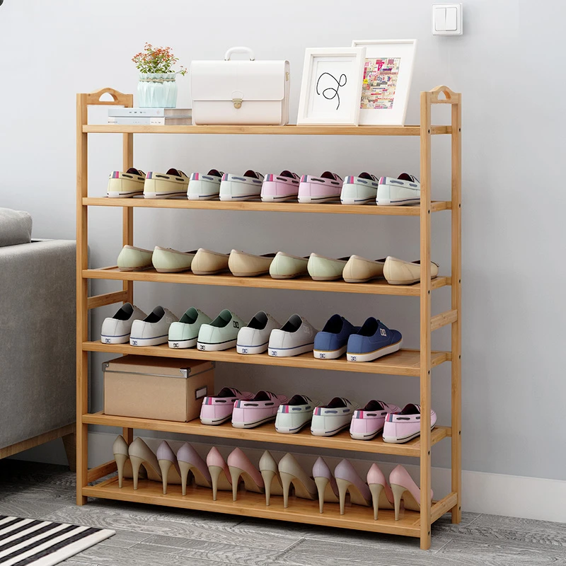 鞋子组装家用大容量收纳架简易防尘经济型学生宿舍楠竹客厅鞋架子