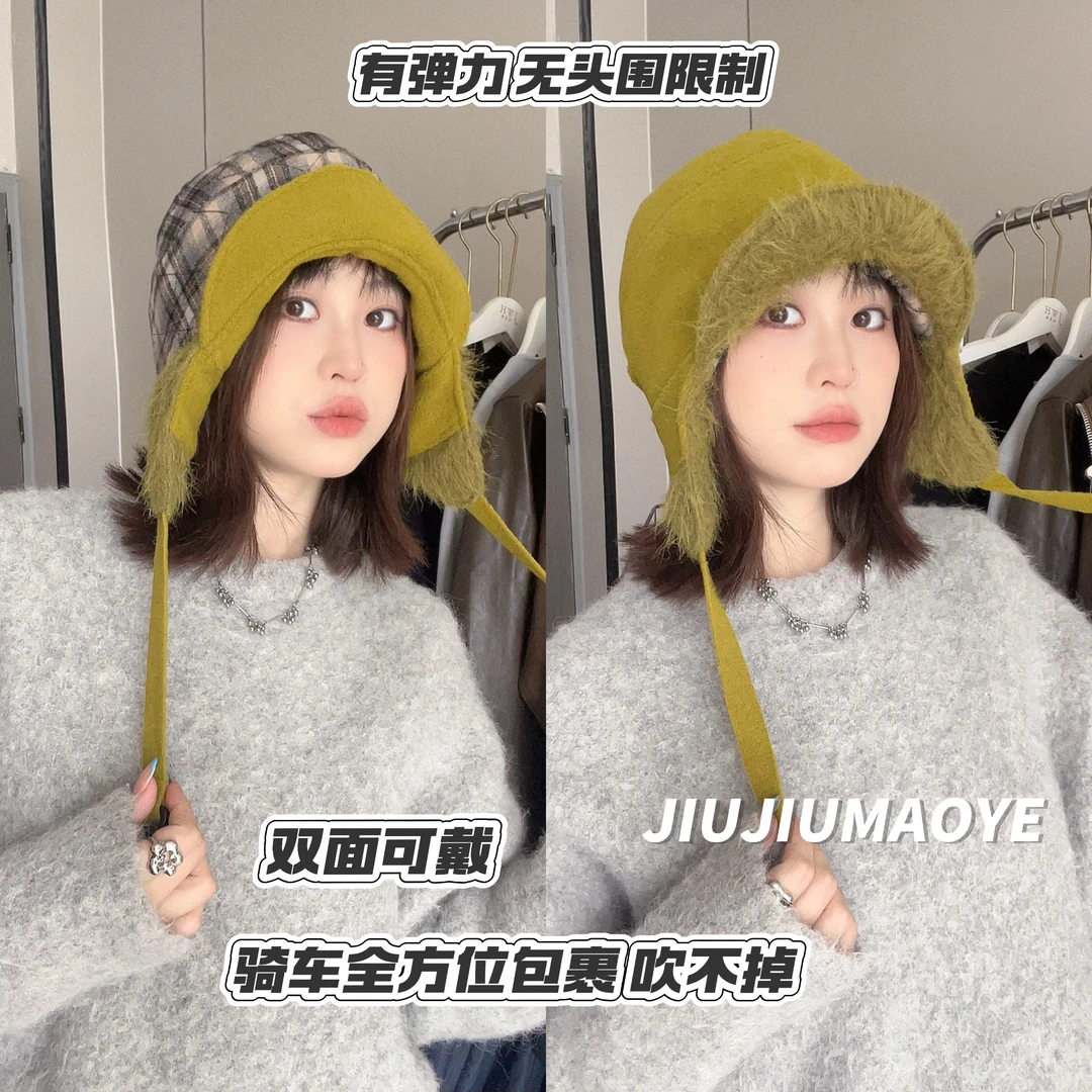 冬季双面戴雷锋帽子女防风防寒保暖护耳帽套头帽户外出游飞行员帽