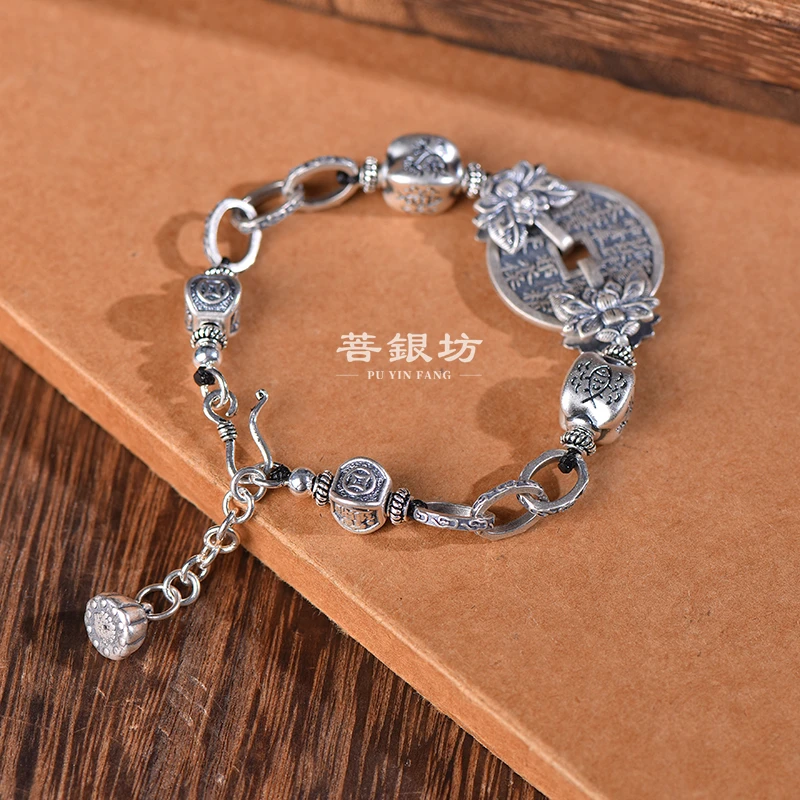 925银手链 【菩银坊】山山牌 莲花转转手链