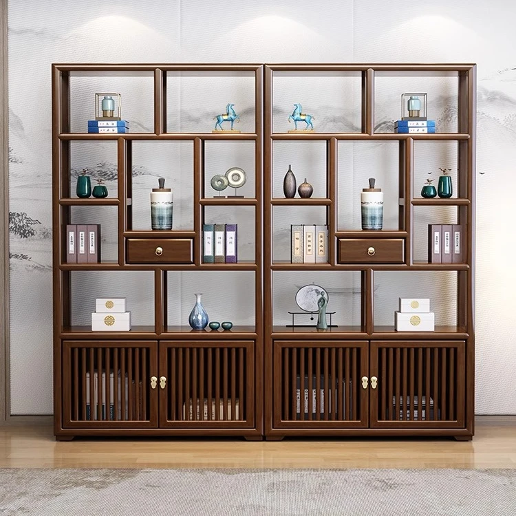 博古架书架实木榫卯新中式客厅家用简约两用办公室茶桌椅泡茶桌