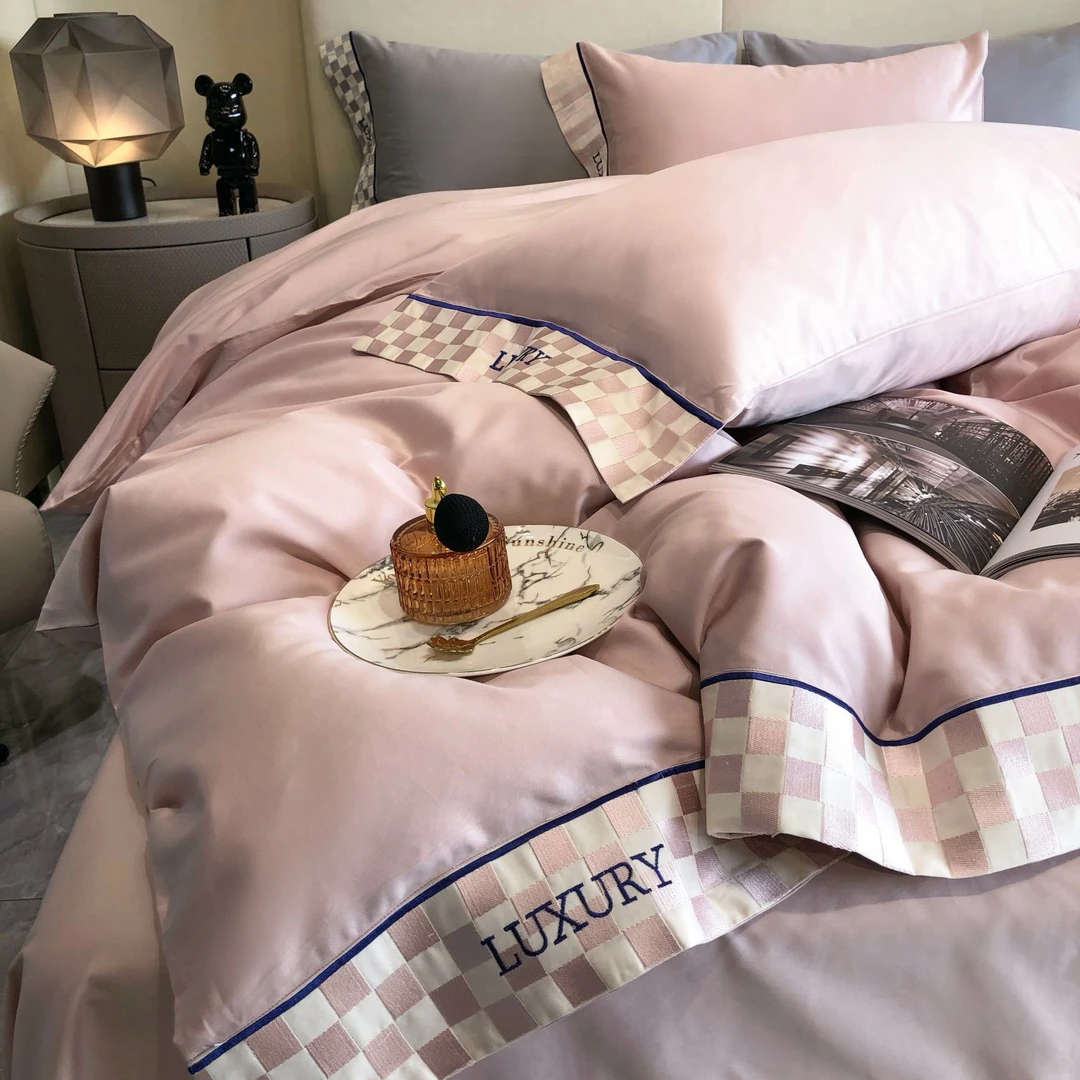 实体线下款简约欧式纯棉长绒棉绣花四件套xr米兰系列